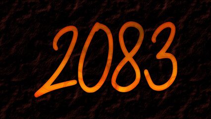 3D fire text effect of number 2083 on dark background.