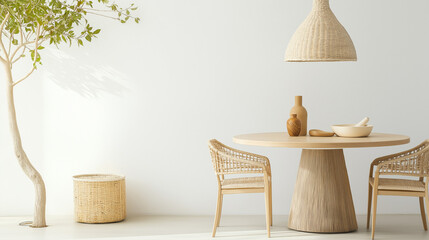 interior of a modern living room, table and chairs