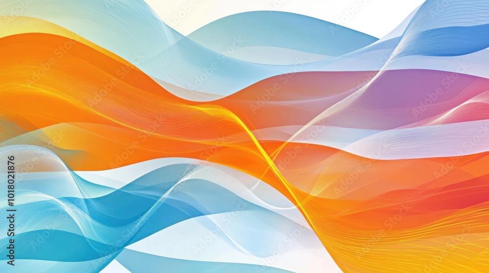 Poster dynamic and colorful wave patterns, perfect for use in modern business designs or web interfaces.