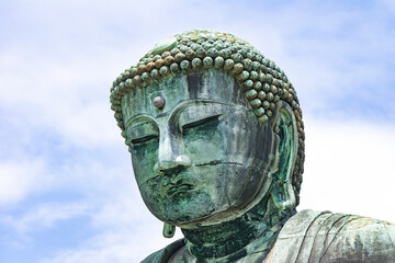 Detailed View of the Great Buddha Statue (Kamakura Daibutsu) at Kotokuin Temple, Kamakura, Japan, August 2024