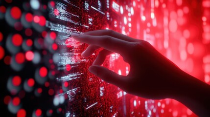 The Hand Touching Digital Interface