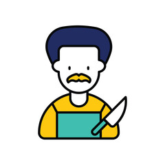 butcher color line icon with white background vector stock illustration