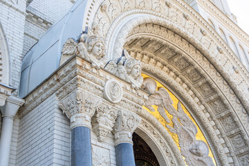 Exterior view of the Naval Cathedral of St. Nicholas in Kronstadt, St. Petersburg, Russia