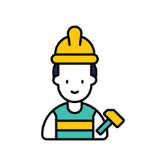 builder color line icon with white background vector stock illustration