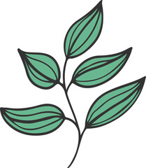 hand drawn abstract floral tree branch illustration