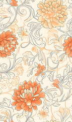 Chinese-inspired doodle tile seamless patterns in an illustrator graphic style