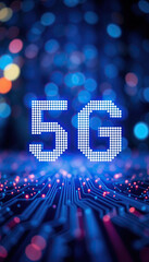 5g network technology concept glowing neon lights futuristic technology background vertical format