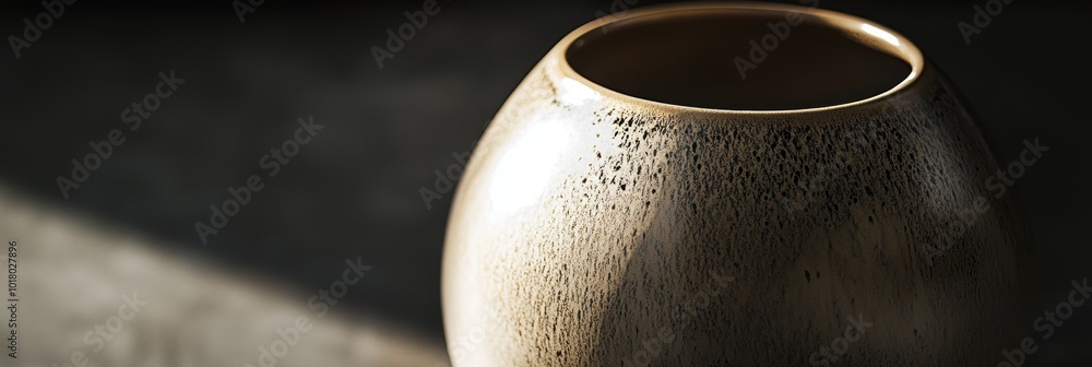 Poster elegant ceramic vase, soft lighting creating gentle shadows, highlighting the smooth texture and gra
