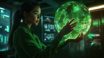 The Woman with Holographic Globe