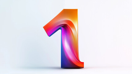 Vibrant abstract representation of the number one with a colorful swirl design on a light background