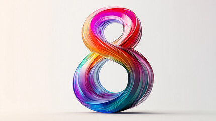 Colorful swirling number eight design showcasing vibrant tones and smooth curves in a modern style against a light background