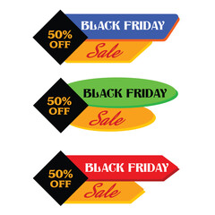 Black Friday badges, label, tags for sale and promotion. Black friday sale ribbon banners collection. Black friday sale tag banners