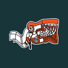 hand drawn cute car engine illustration