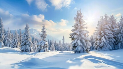 Fototapeta premium Snowy Mountain Landscape
