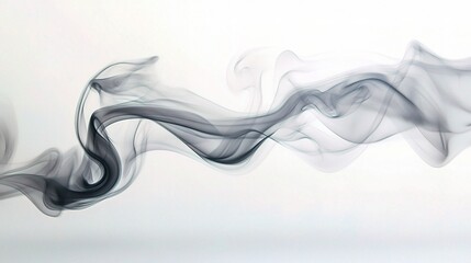 Elegant Black Smoke Flowing on White Background