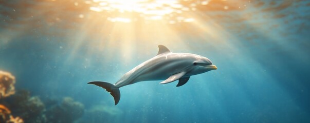 Obraz premium Dolphin in the Sunlit Ocean