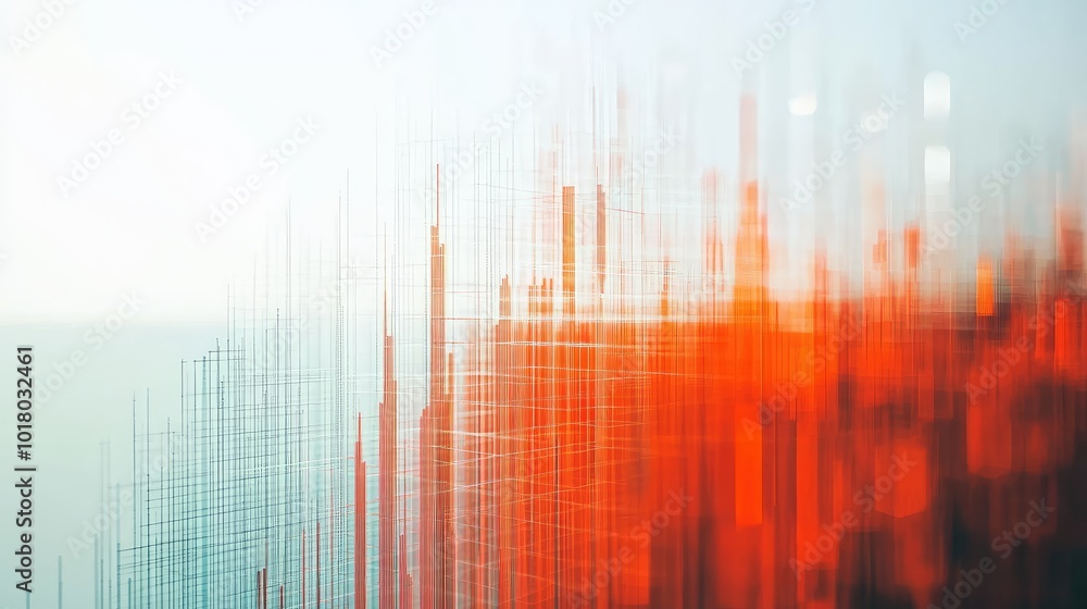 Poster bright orange data chart in a 1d flat vector style, floating over a white backdrop with light gray f