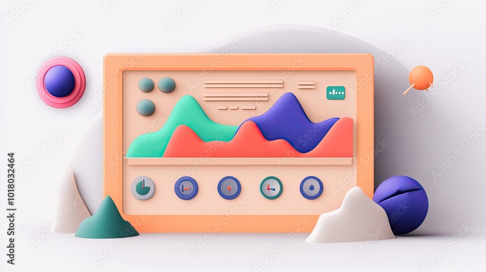 Poster bright orange data chart in a 1d flat vector style, floating over a white backdrop with light gray f