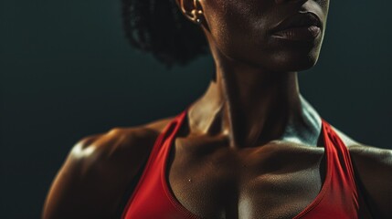 African american sportswoman standing against black background