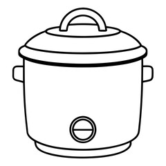 Rice cooker outline vector illustration, transparent background