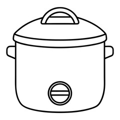Rice cooker outline vector illustration, transparent background