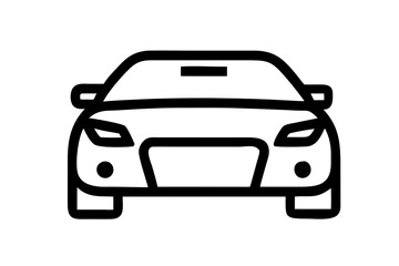 Passenger car. Black and white Vector icon.