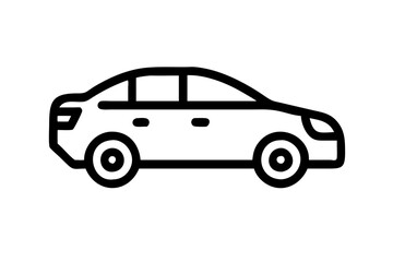 Passenger car. Black and white Vector icon.