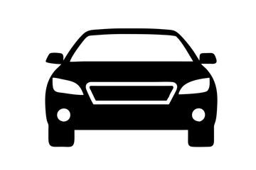 Passenger car. Black and white Vector icon.