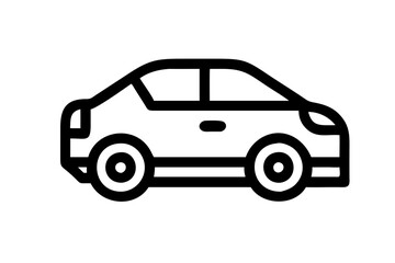 Passenger car. Black and white Vector icon.