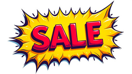 Label with the inscription SALE. Shopping sticker. Bright colours. White background.