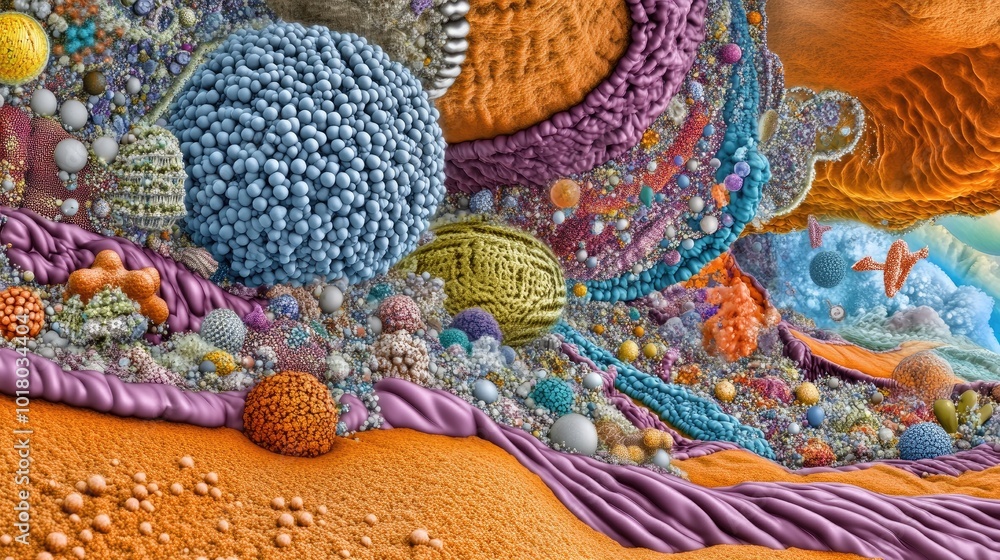 Aufkleber close-up of an electron microscope analyzing the structure of atoms and particles.