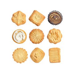 Assorted Cookies on White Background