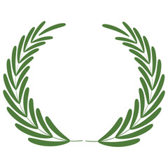 Green wreaths and branches with leaves. Hand drawing laurel wreaths and branches collection. Laurels wreaths, swirls, twigs and flower ornaments. Herbs, flowers and plants elements. Design elements.