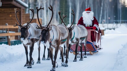 santa claus and reindeer