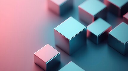 Obraz premium Abstract arrangement of shiny cubes in a modern design, showcasing elegant gradients in a visually appealing composition.