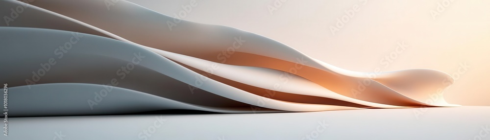 Poster abstract curves and layers create a smooth, flowing composition. soft tones blend harmoniously for a