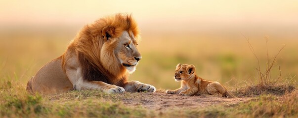 Lion and Cub in the African Savanna