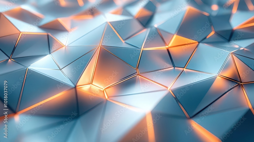 Poster abstract geometric background with illuminated polygonal shapes, creating a modern and dynamic visua