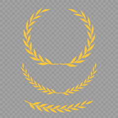 Set of wreaths and branches with leaves. Hand drawing laurel wreaths and branches collection. Laurels wreaths, swirls, twigs and flower ornaments. Herbs, flowers and plants elements. Design elements.