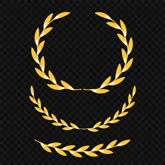 Set of wreaths and branches with leaves. Hand drawing laurel wreaths and branches collection. Laurels wreaths, swirls, twigs and flower ornaments. Herbs, flowers and plants elements. Design elements.