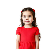 Adorable Little Girl in Red Dress Smiling at the Camera