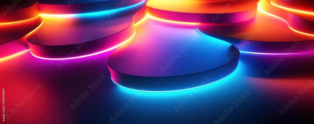 Poster abstract vibrant background with colorful illuminated curves creating a dynamic and modern visual ef