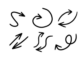 A set of arrows of different shapes in flat style
