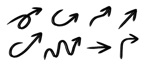 A set of arrows of different shapes in flat style