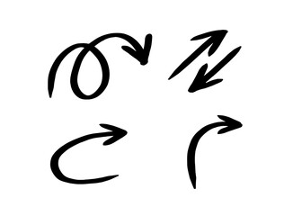 A set of arrows of different shapes in flat style