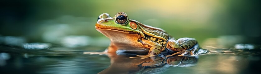 Obraz premium Green Frog in Water