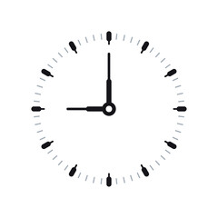 round analog clock concept on white background. simple wall clock face. clock concept