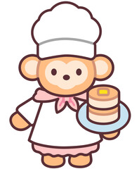 Monkey The Baker icon illustration for Bakery Shop