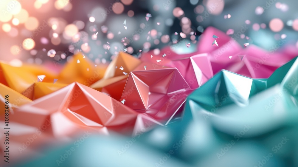 Aufkleber abstract colorful geometry with sparkling particles