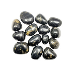 Black Obsidian Tumbled Stones with Gold Pyrite Inclusions